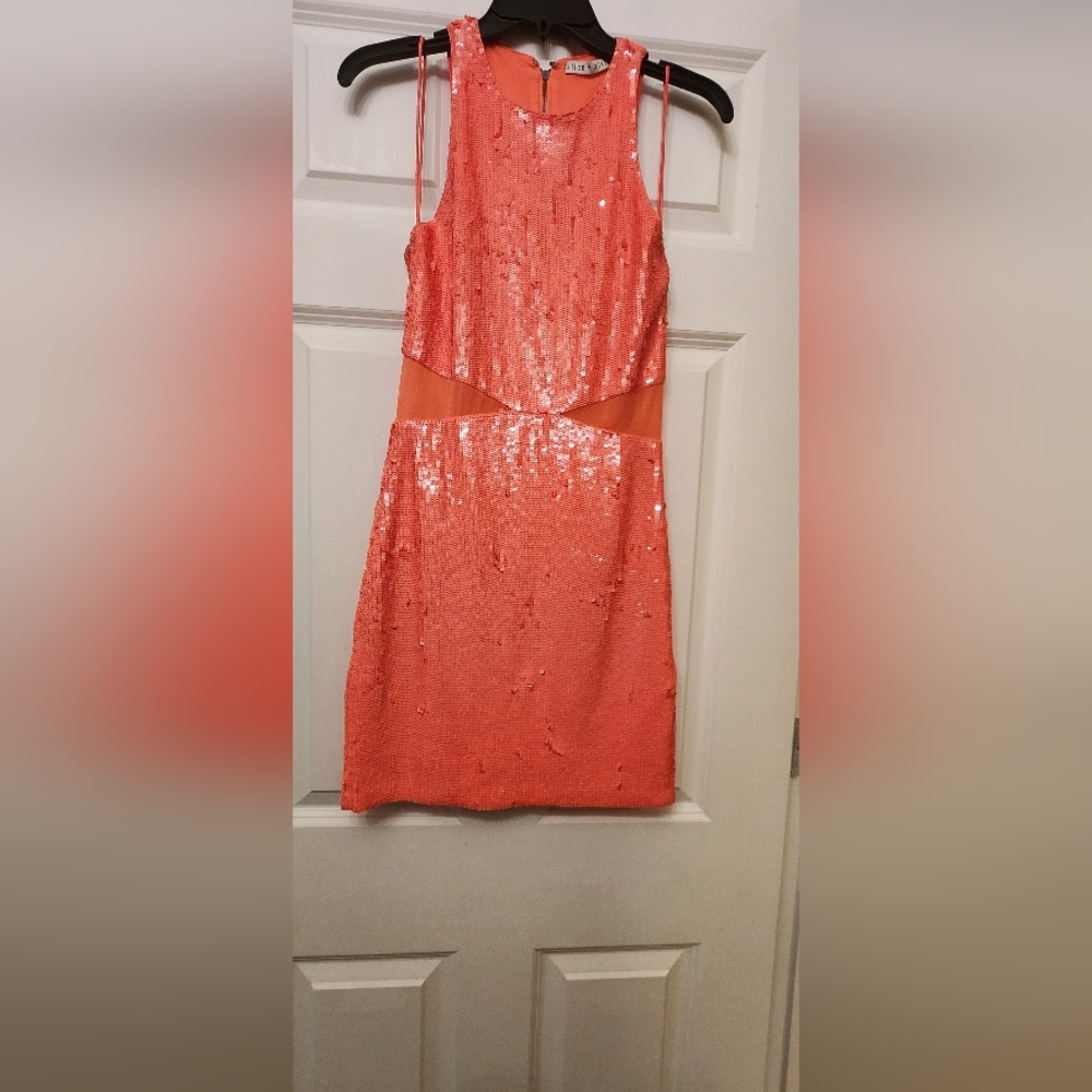 Alice + Olivia Cara Sequin Mesh Cut Out Mini Dress - Picture 5 of 14